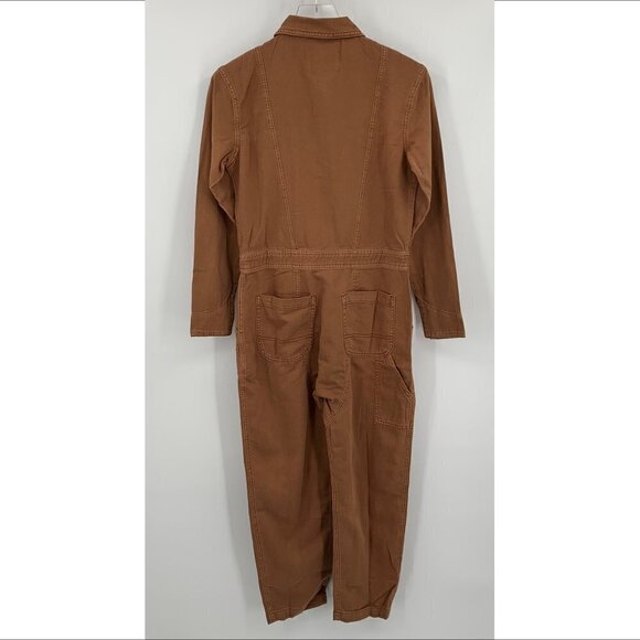Sandrine Rose cotton linen jumpsuit zipper burnt brown coverall tan new X-Small - Picture 5 of 6